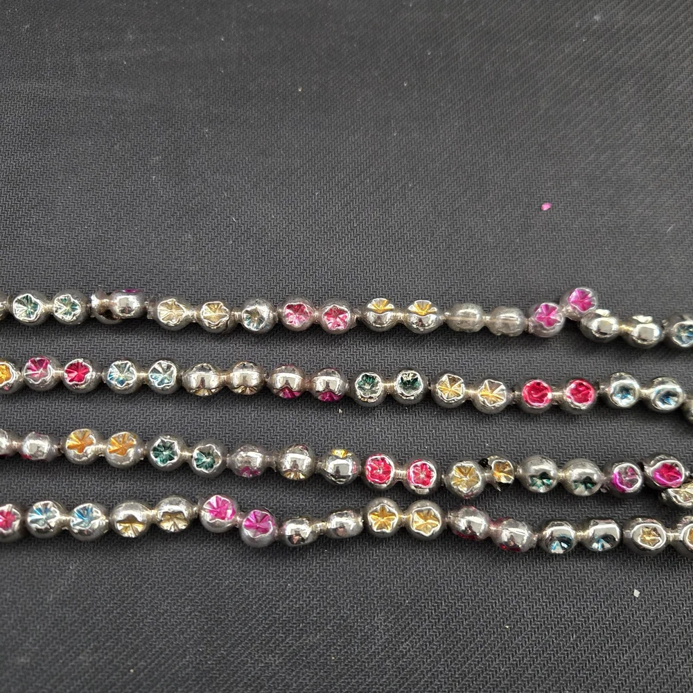 Vtg Mercury Glass 8ft (96") Christmas Beads Double Indent Multicolor Garland - Picture 6 of 9